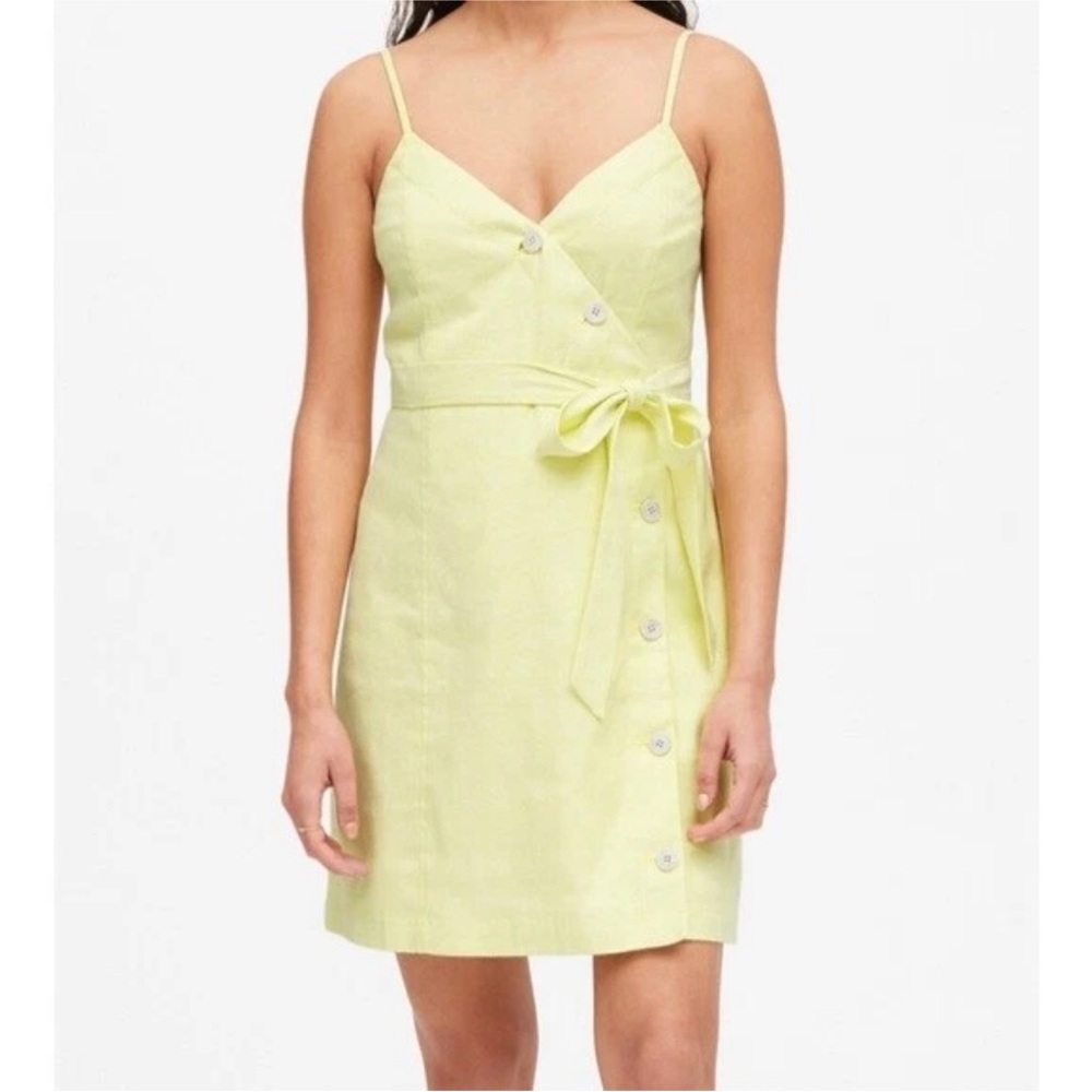 Banana Republic Linen Light Yellow Mini Dress